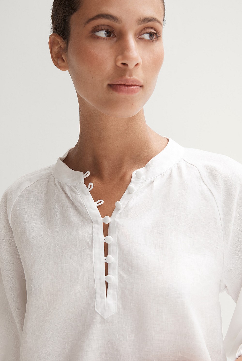 Linen Button Detail Blouse