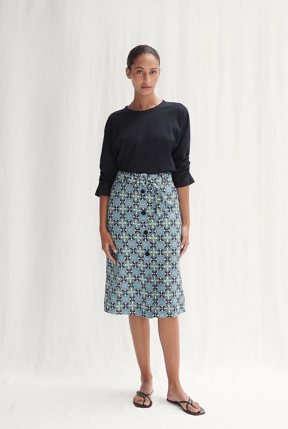 Mosaic Tile Belted Skirt