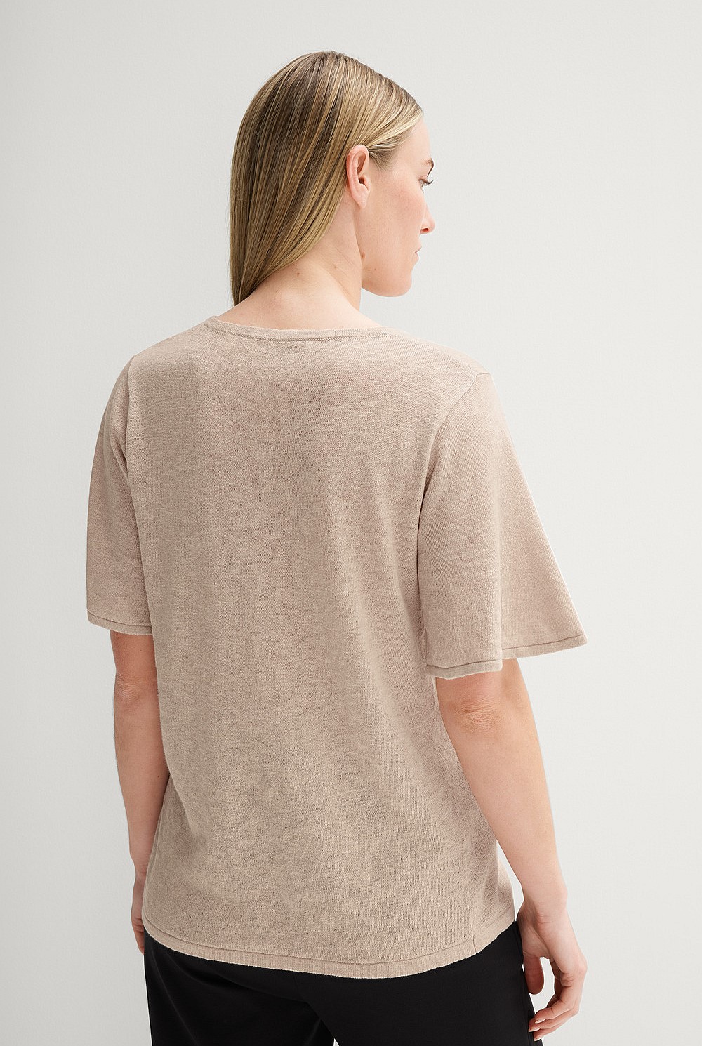 Linen Cotton Flutter Sleeve T-Shirt