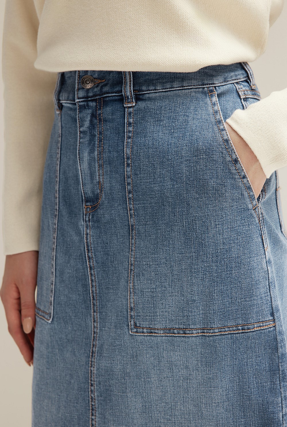 Longline Denim Skirt