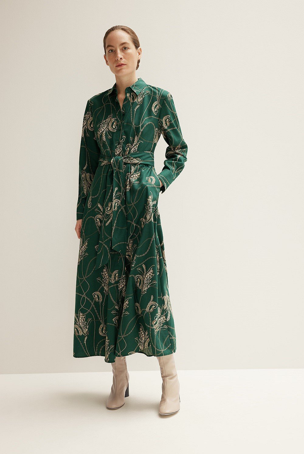 Cotton Modal Ornate Chain Shirt Dress