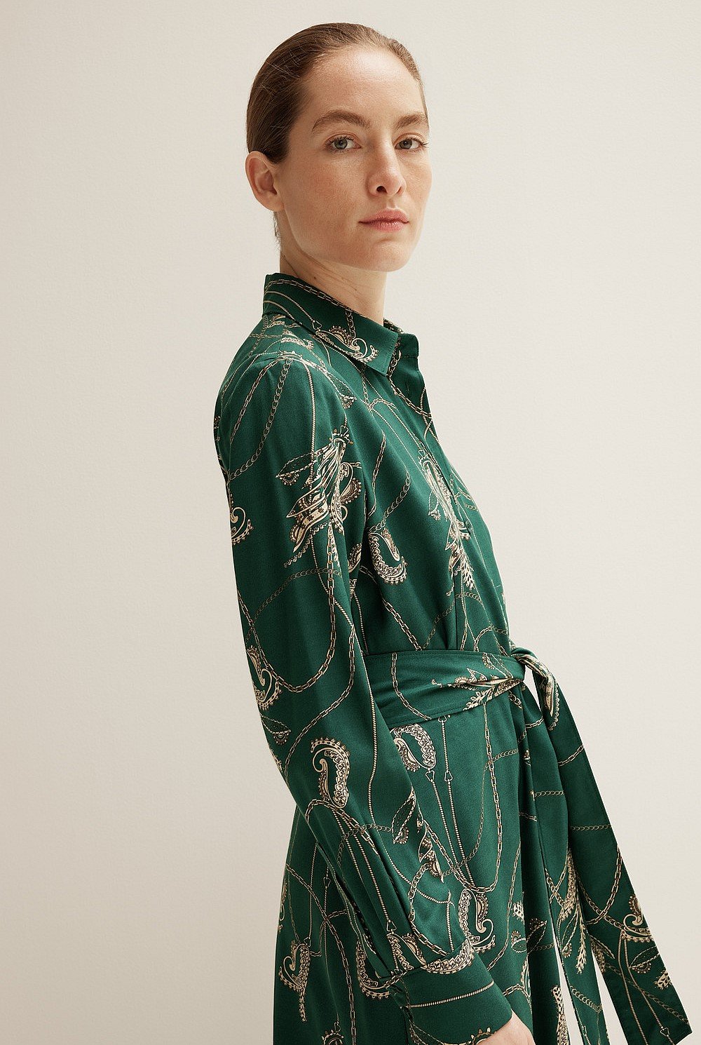 Cotton Modal Ornate Chain Shirt Dress