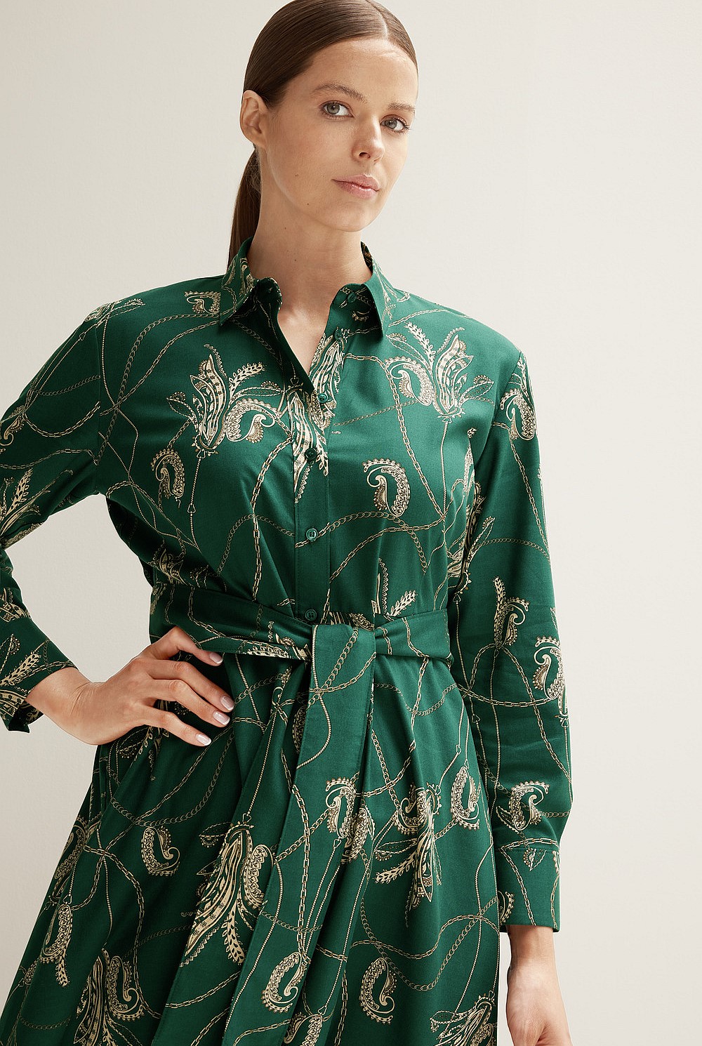 Cotton Modal Ornate Chain Shirt Dress
