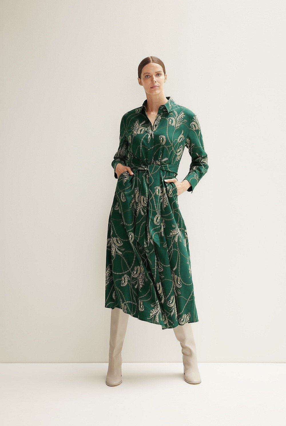 Cotton Modal Ornate Chain Shirt Dress