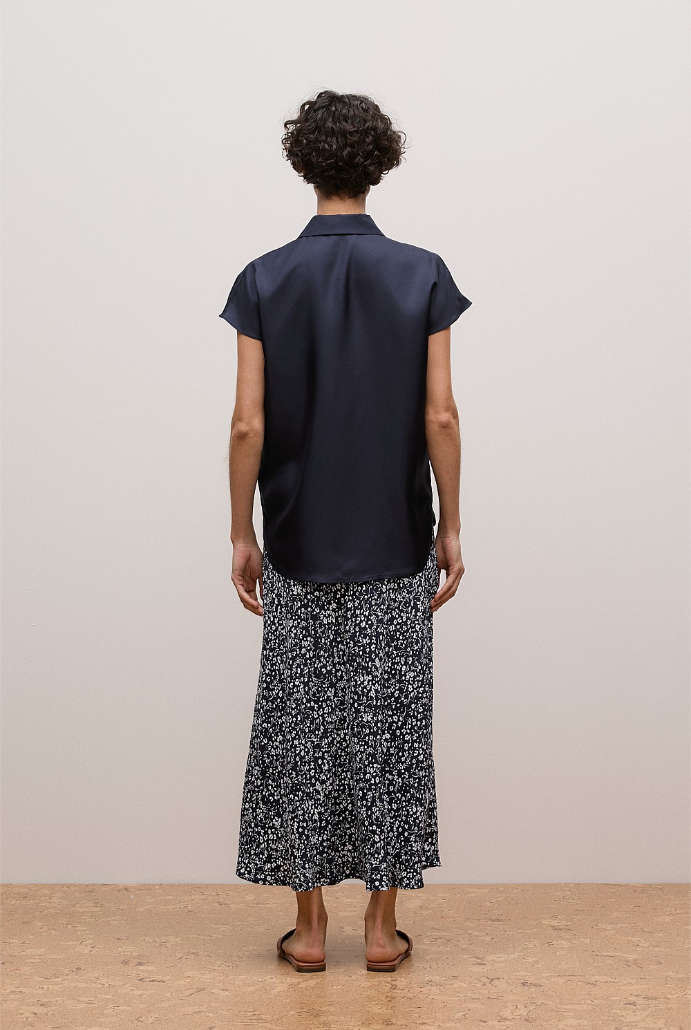 Silk Twill Cap Sleeve Shirt
