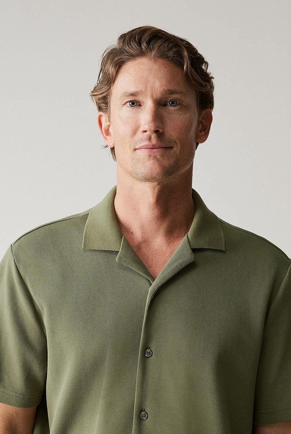 Regular Fit Cotton Blend Pique Shirt