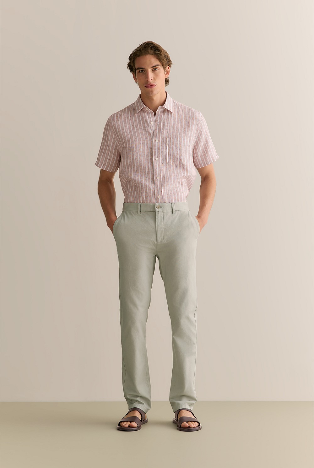 Regular Fit Yarn Dyed Cotton Dobby Chino