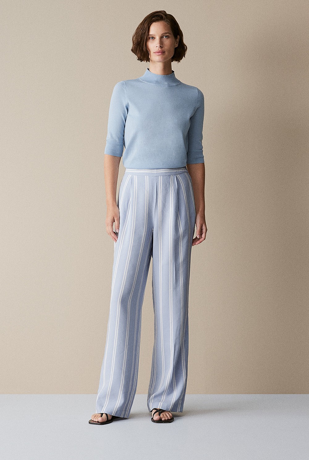 Yarn Dyed Stripe Wide Leg Pant