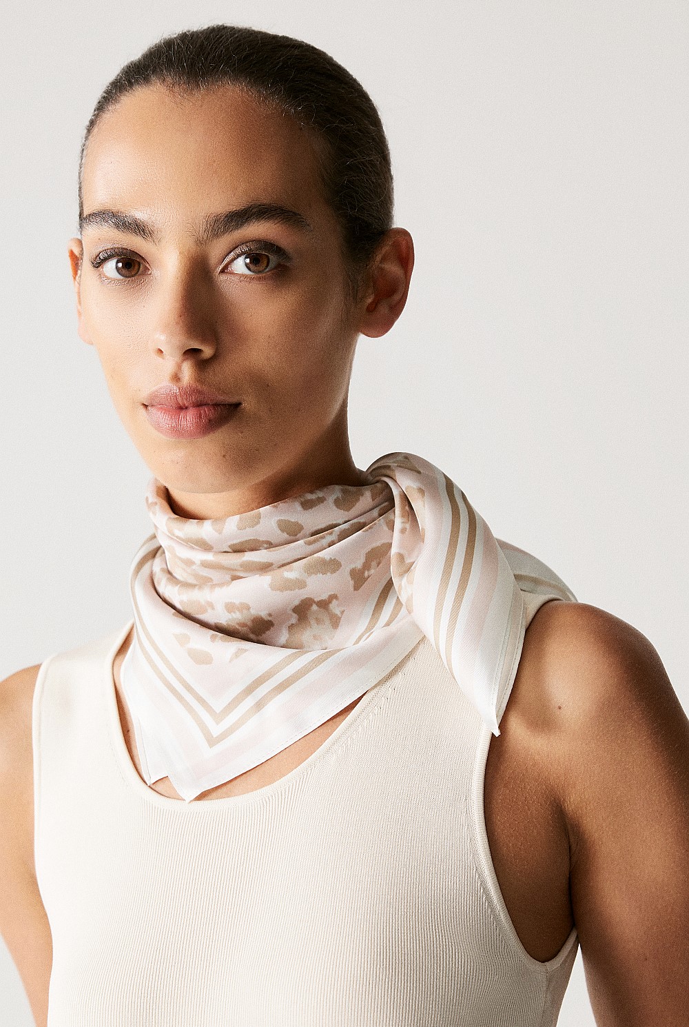 Silk Twill Ocelot Print Scarf