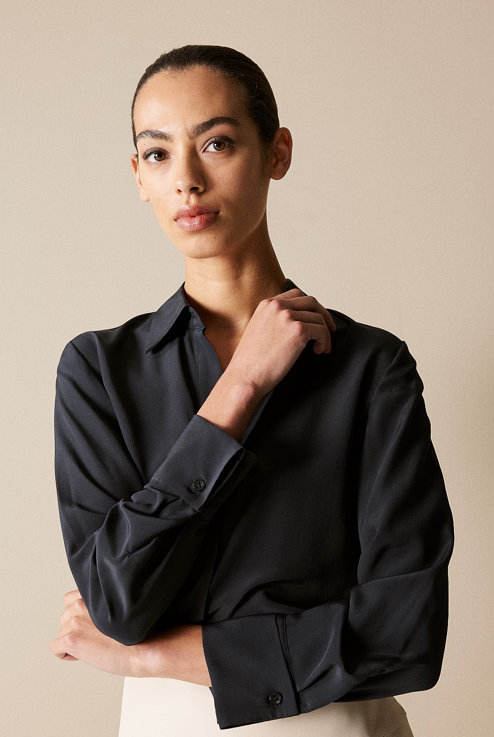 Silk Double Cuff Detail Shirt