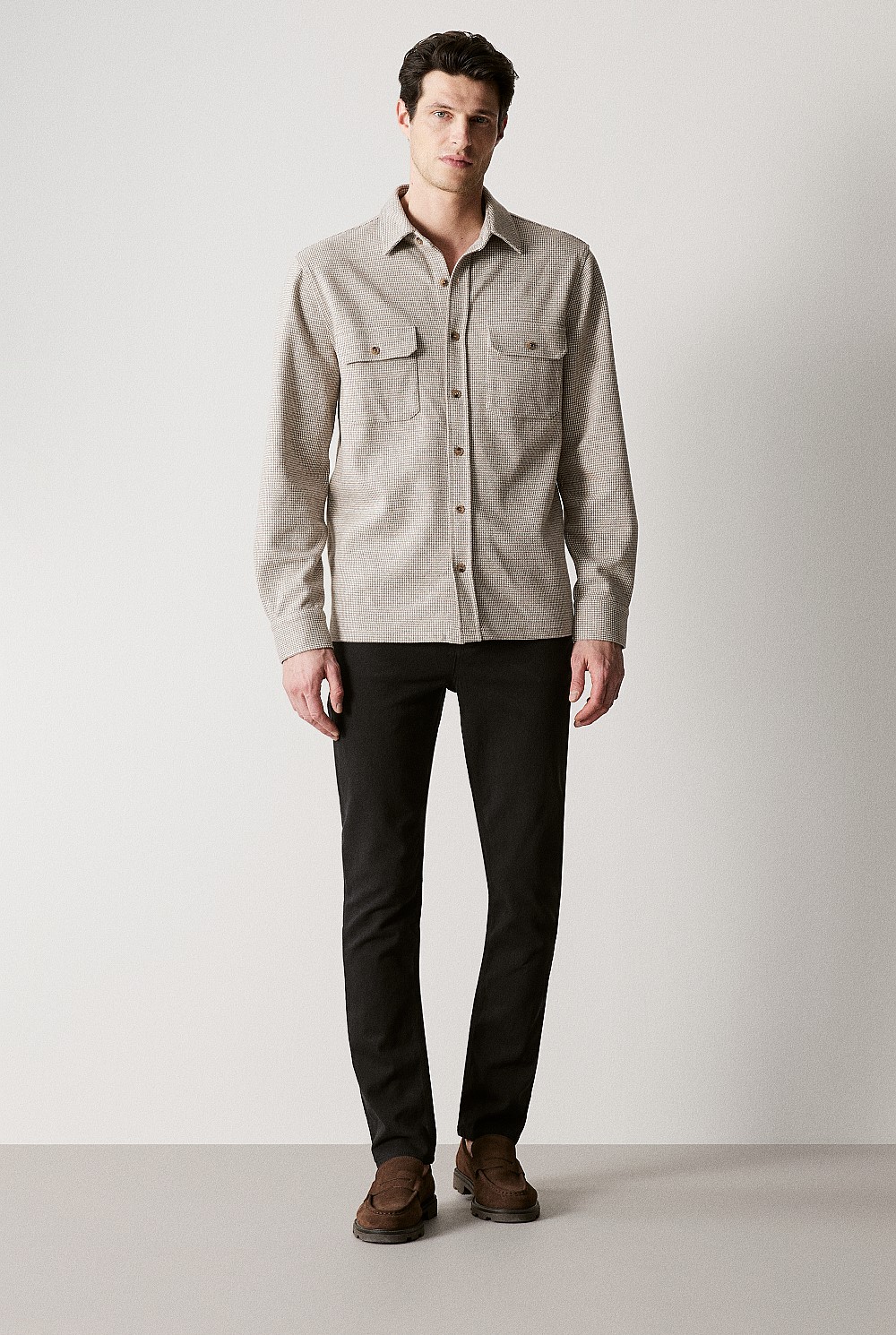 Regular Fit Cotton Wool Blend Puppytooth Overshirt