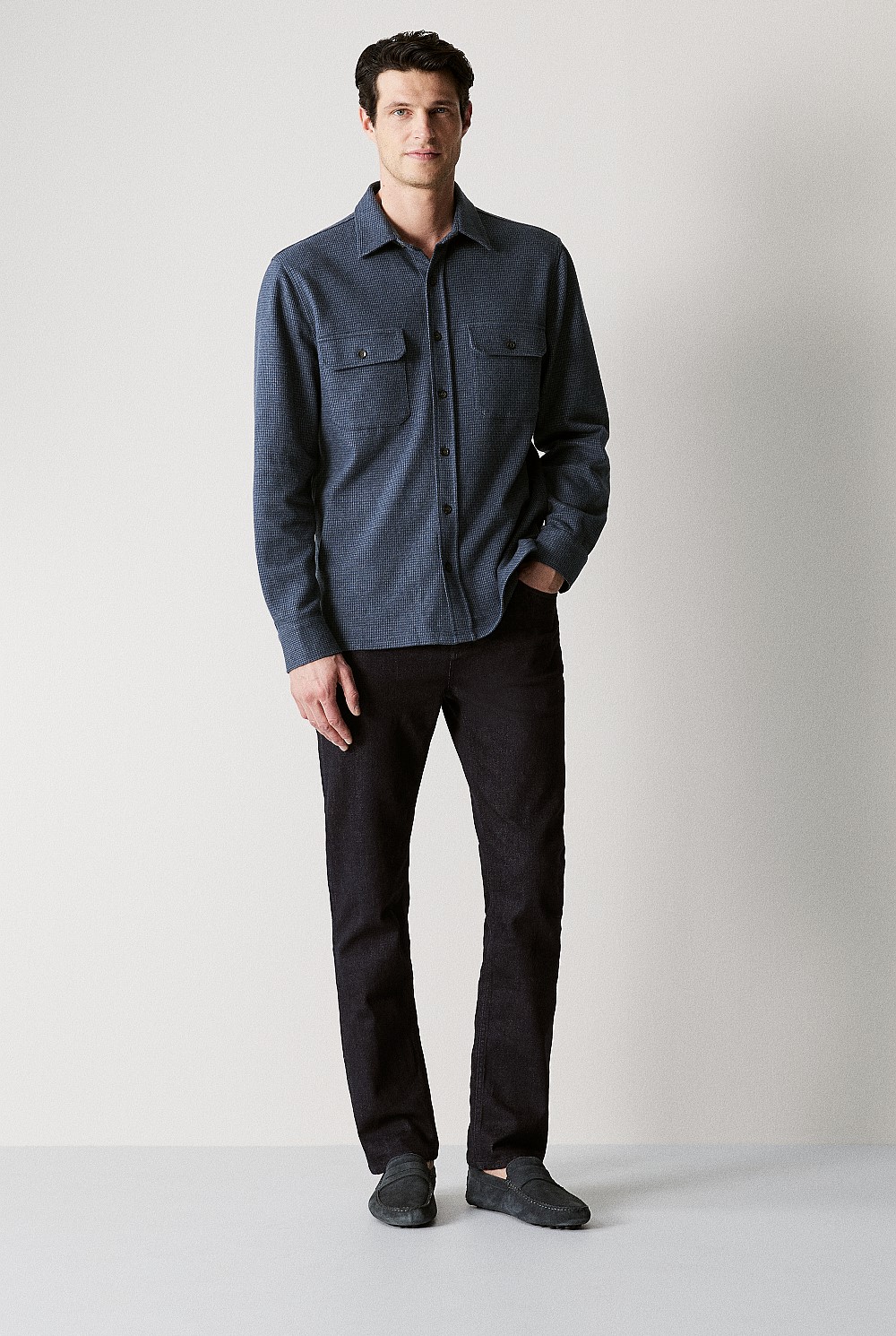 Regular Fit Cotton Wool Blend Puppytooth Overshirt