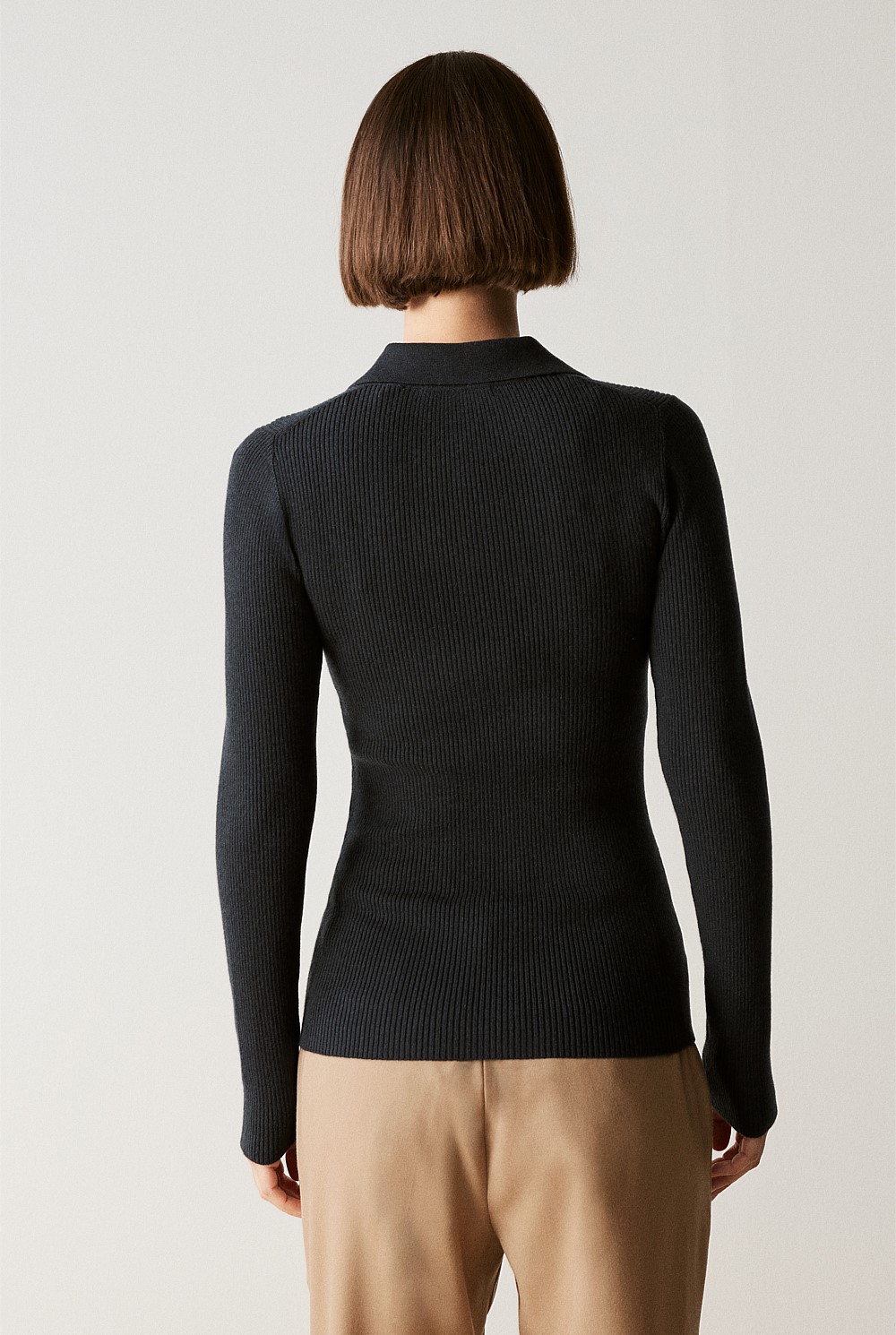 Wool Cotton Blend Rib Polo
