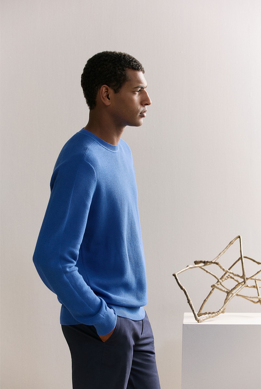 Cotton Textured Knit Crew