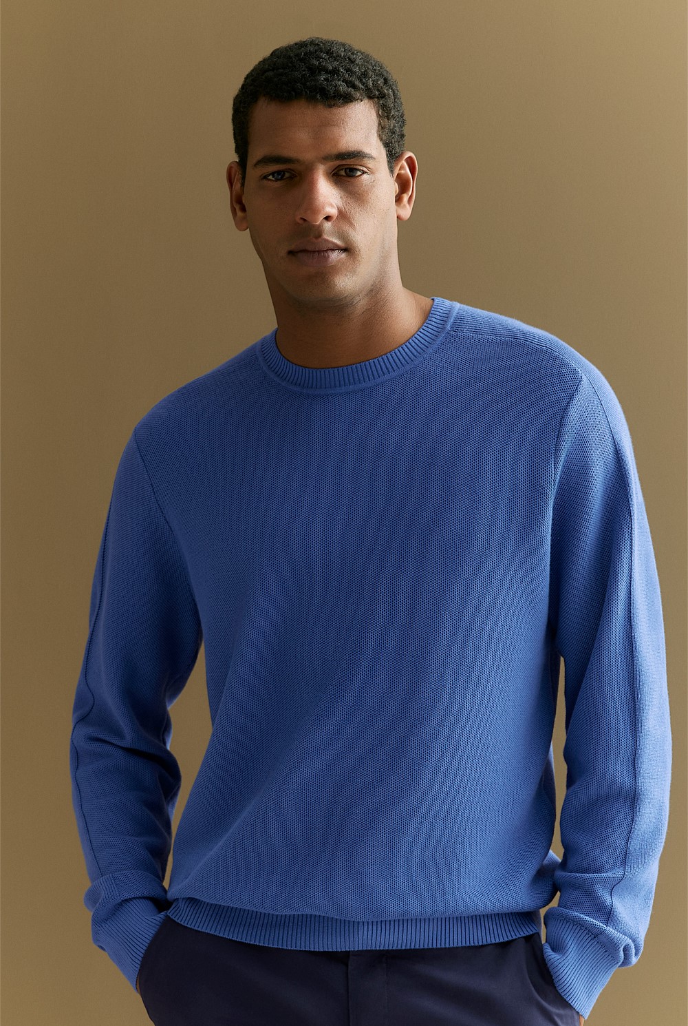 Cotton Textured Knit Crew