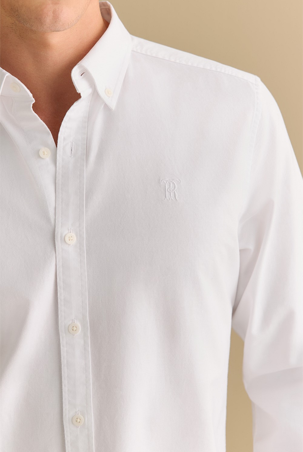 Regular Fit Cotton Monogram Oxford Shirt