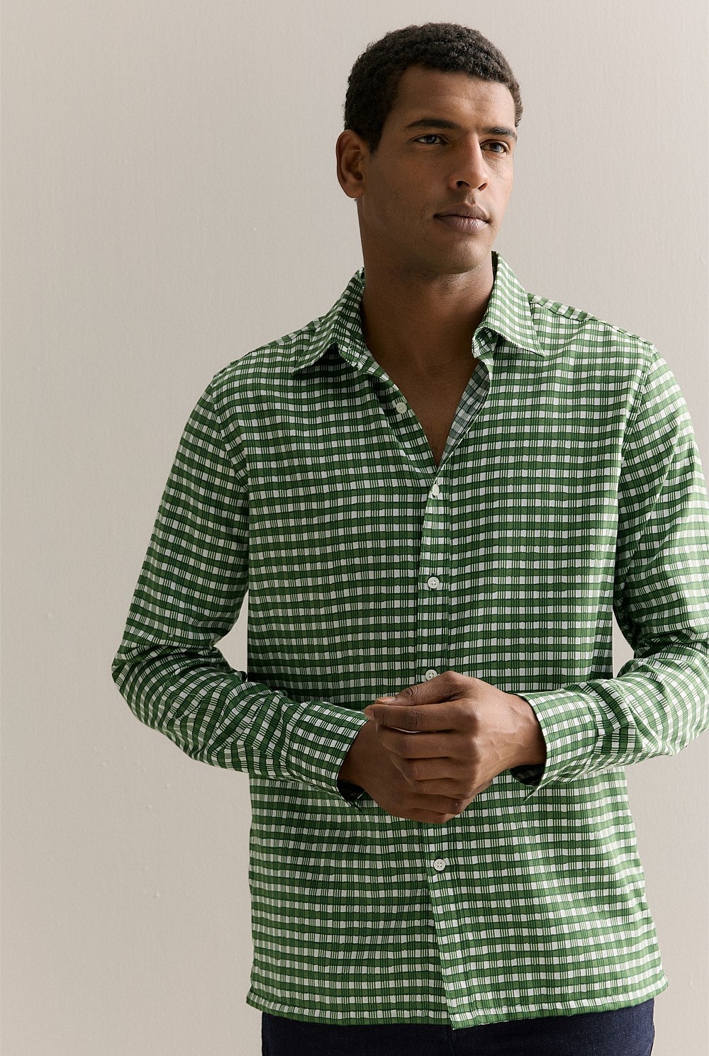 Regular Fit Cotton Painted Check Shirt