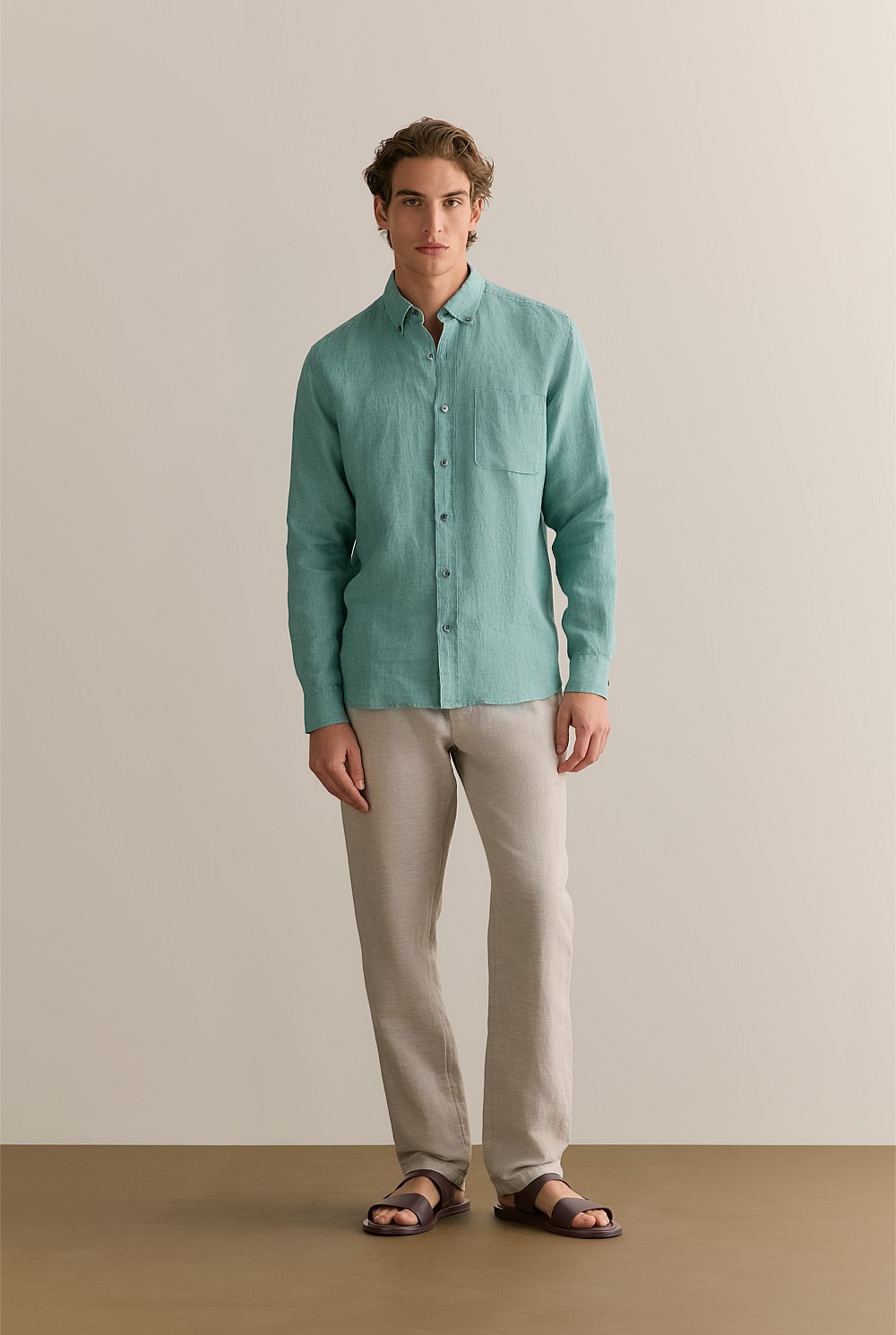 Regular Fit Delave Linen Long Sleeve Shirt