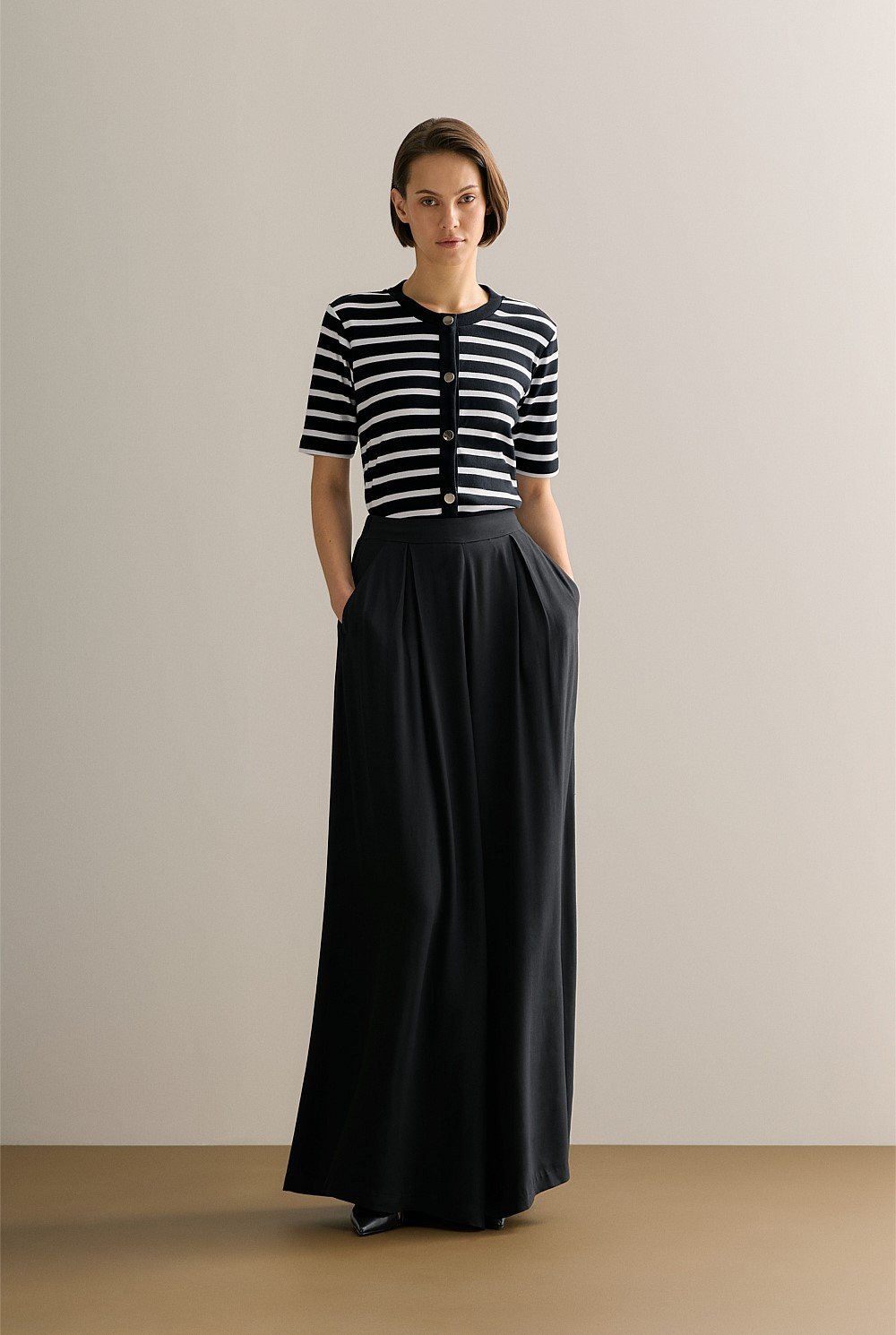 Australian Cotton Stripe Button Through Top