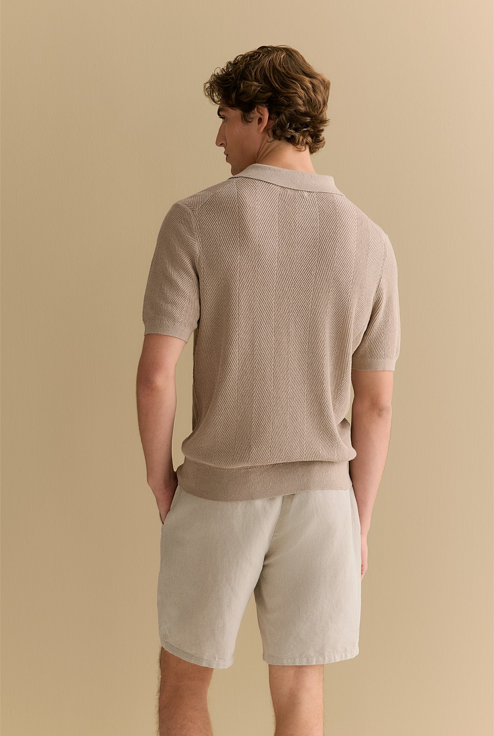 Linen Cotton Herringbone Polo