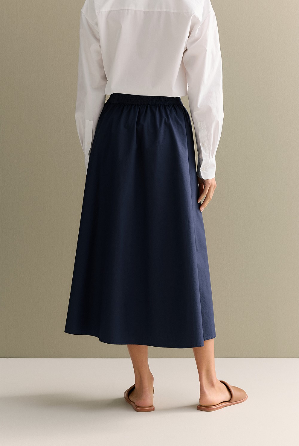 Cotton Poplin Pull On Skirt