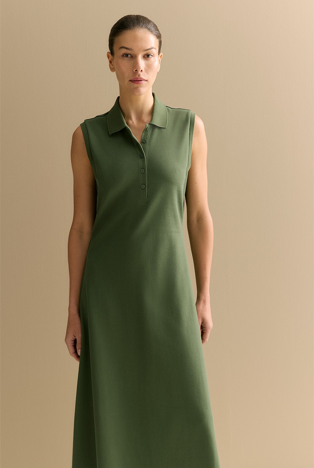 Cotton Pique Sleeveless Polo Dress