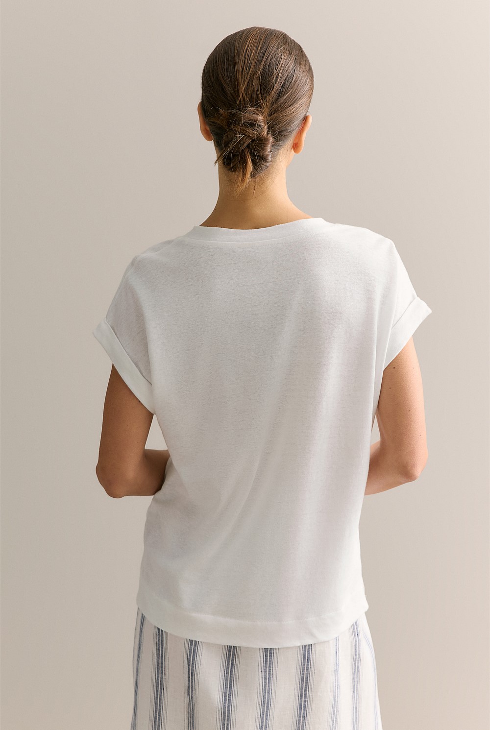 Linen Cotton V Neck T-shirt