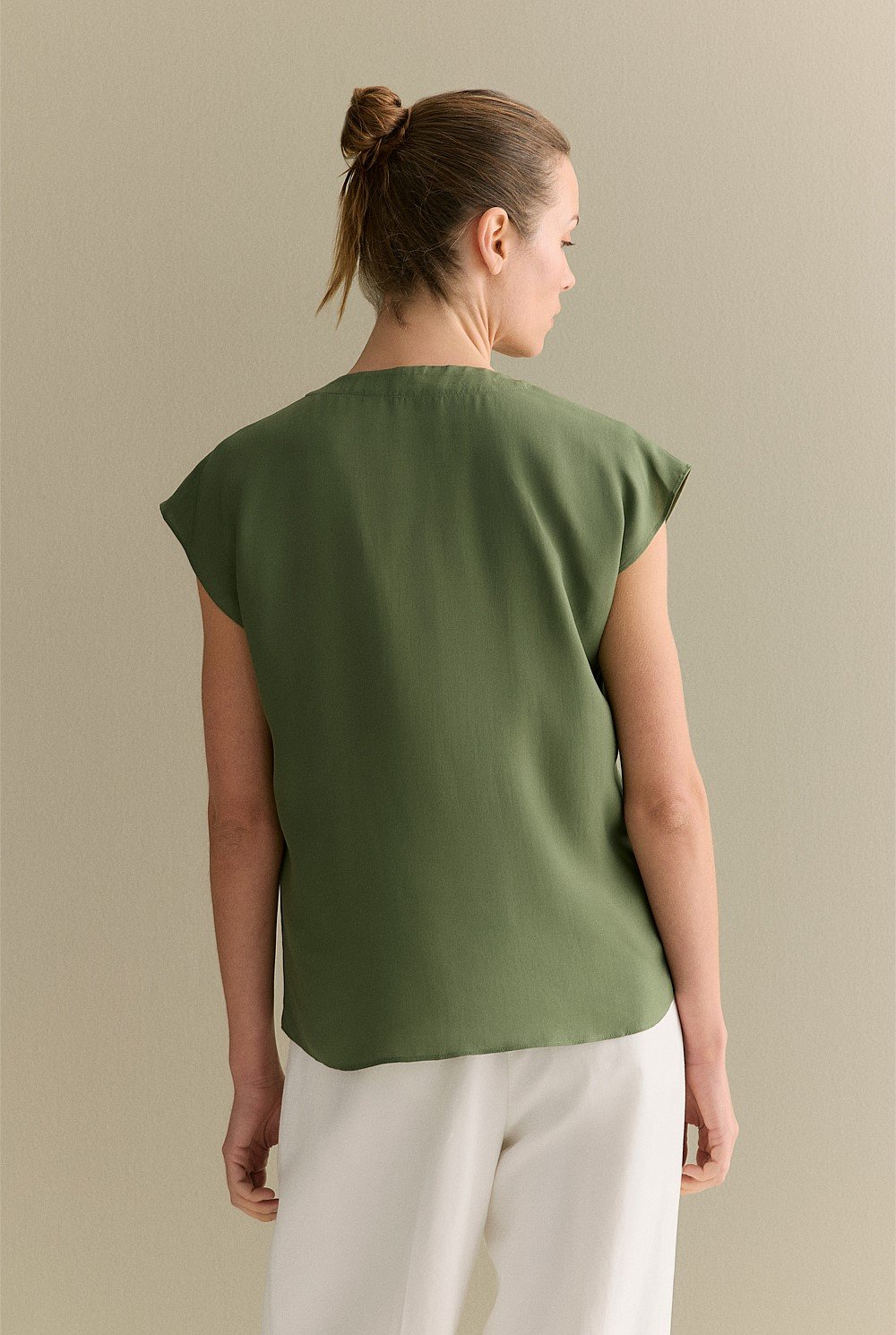 Modal Gather Detail Cap Sleeve Blouse