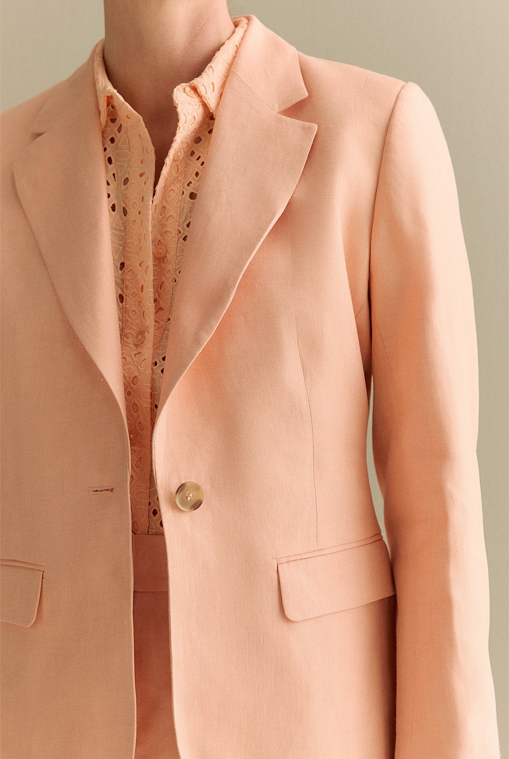 Linen Twill Notch Lapel Blazer