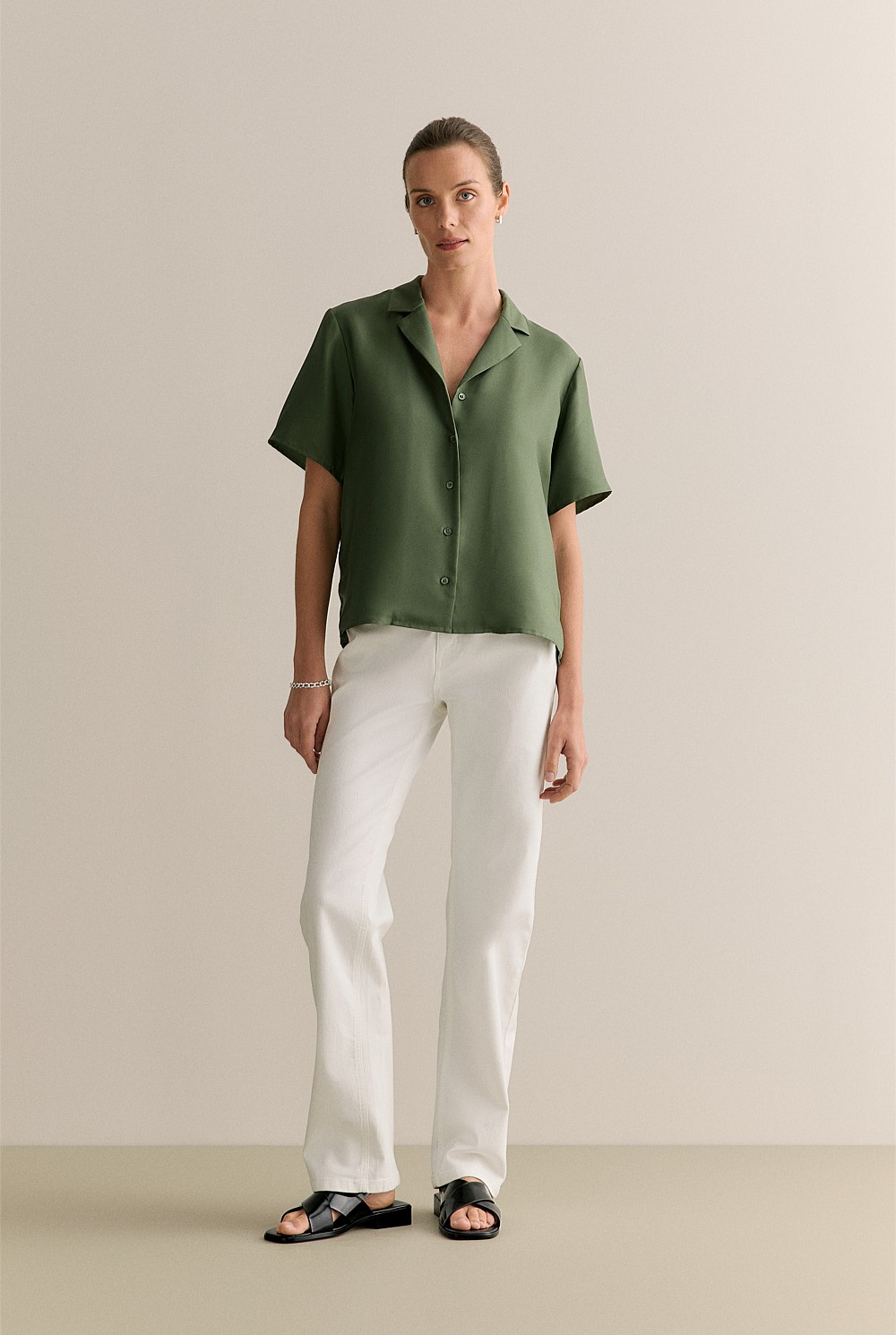 Silk Twill Short Sleeve Camp Shirt