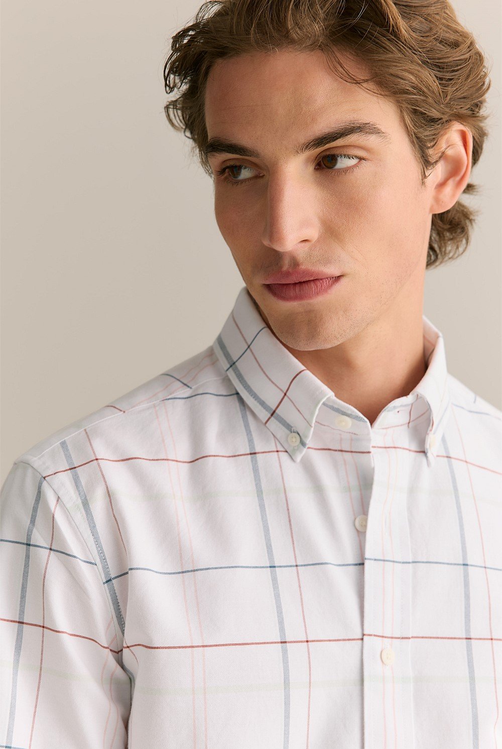 Regular Fit Yarn Dyed Cotton Check Oxford Shirt