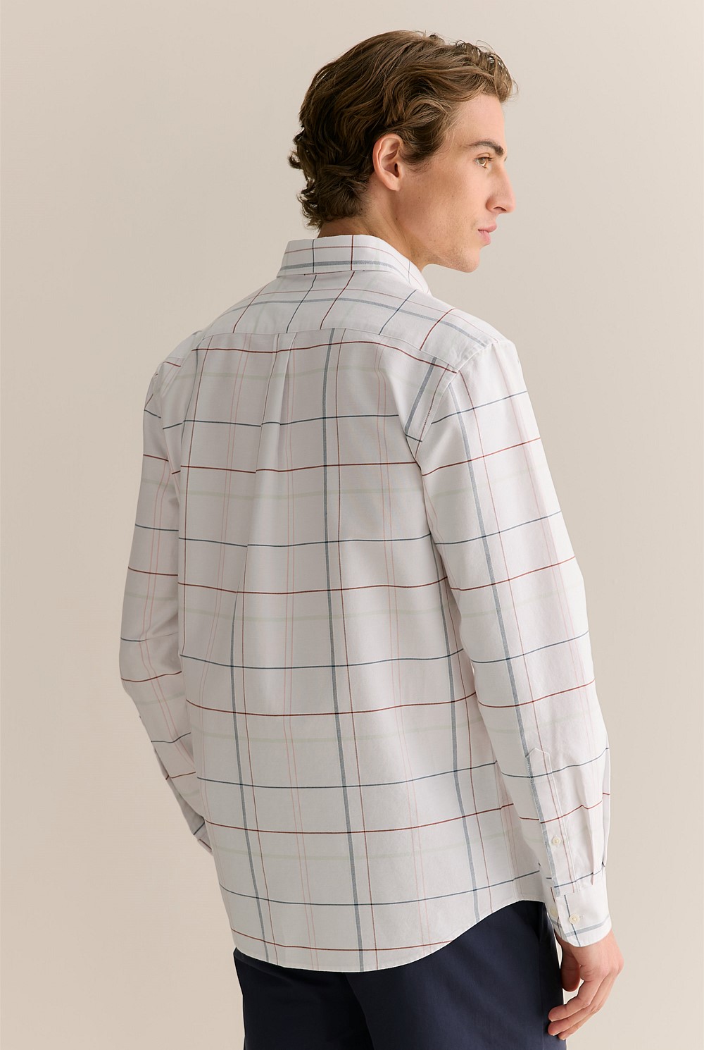 Regular Fit Yarn Dyed Cotton Check Oxford Shirt