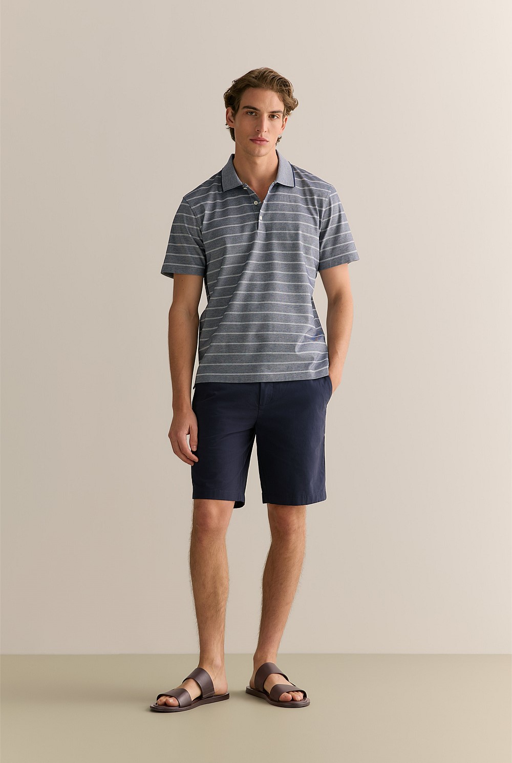 Mercerised Cotton Birdseye Stripe Polo