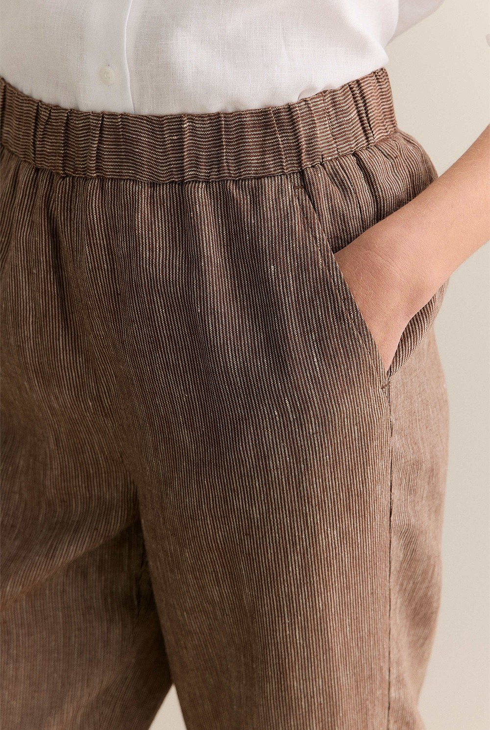 Linen End On End Stripe Pull On Pant