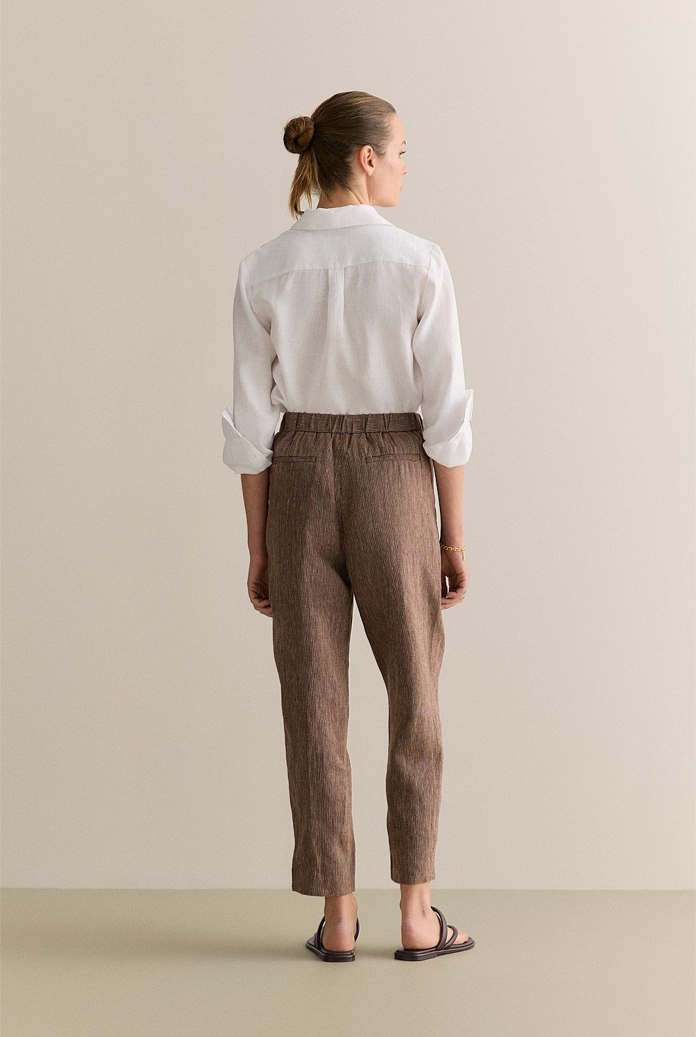 Linen End On End Stripe Pull On Pant