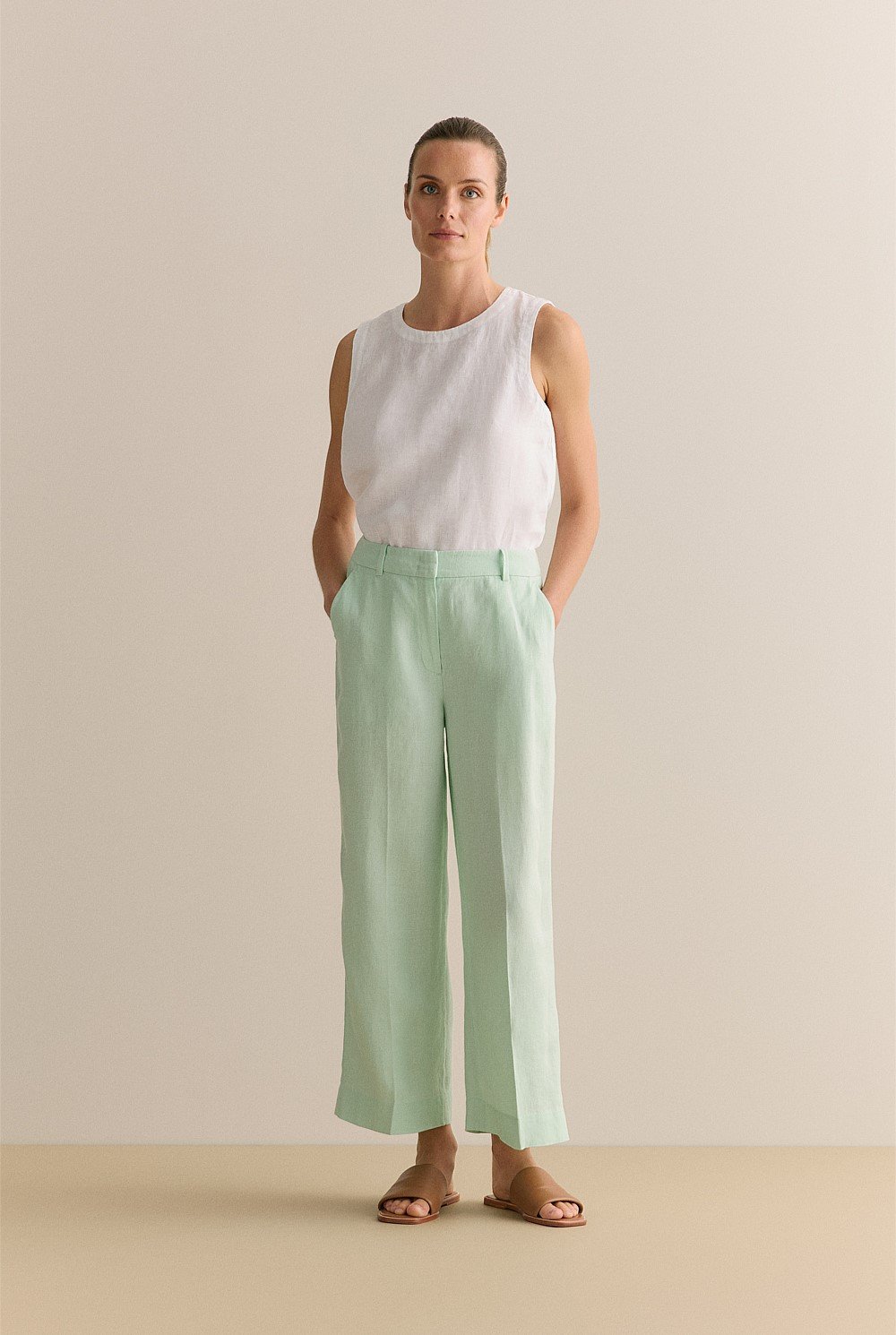 Linen Wide Leg Crop Pant