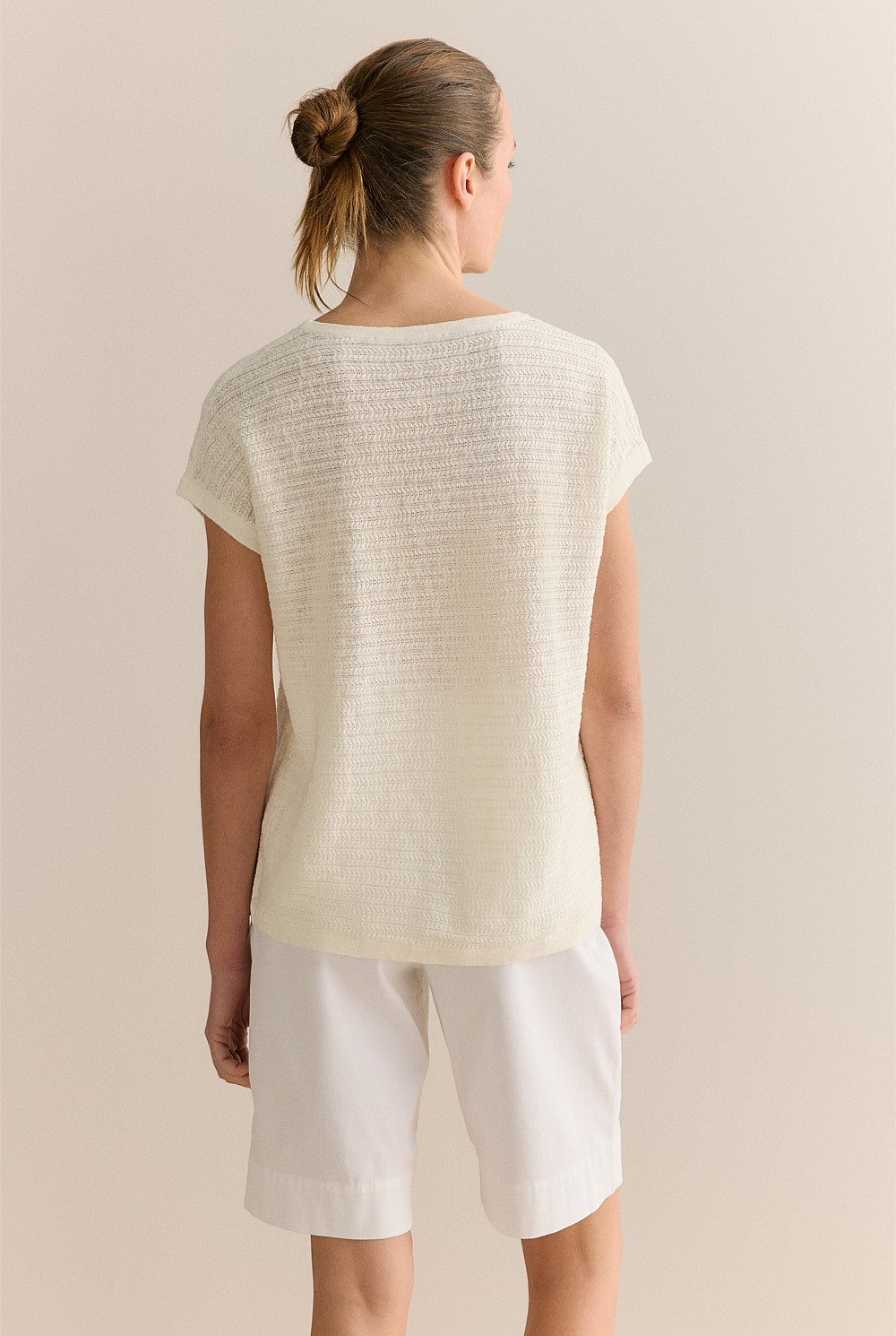 Linen Cotton Cable Knit T-shirt