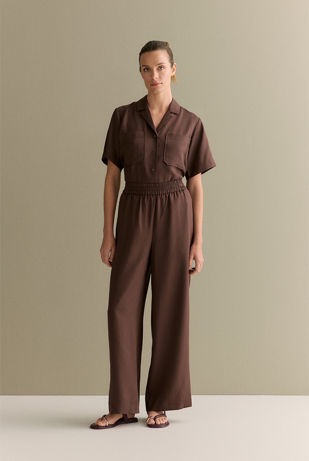 Tencel Wide Leg Pull On Pant