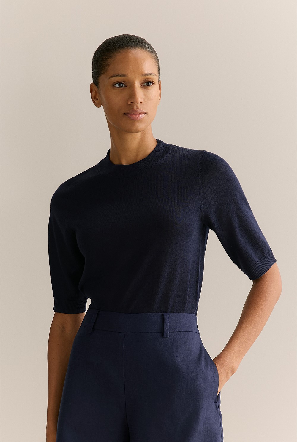 Merino Mock Neck Classic Knit