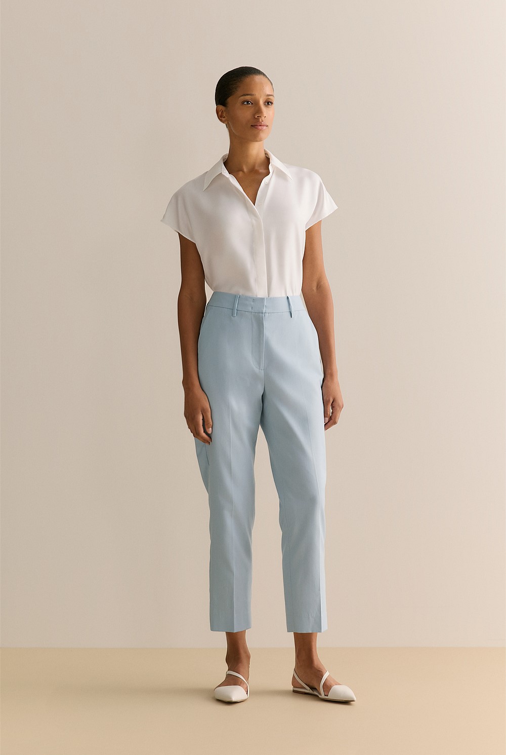 Wool Cotton Twill Tailored Pant