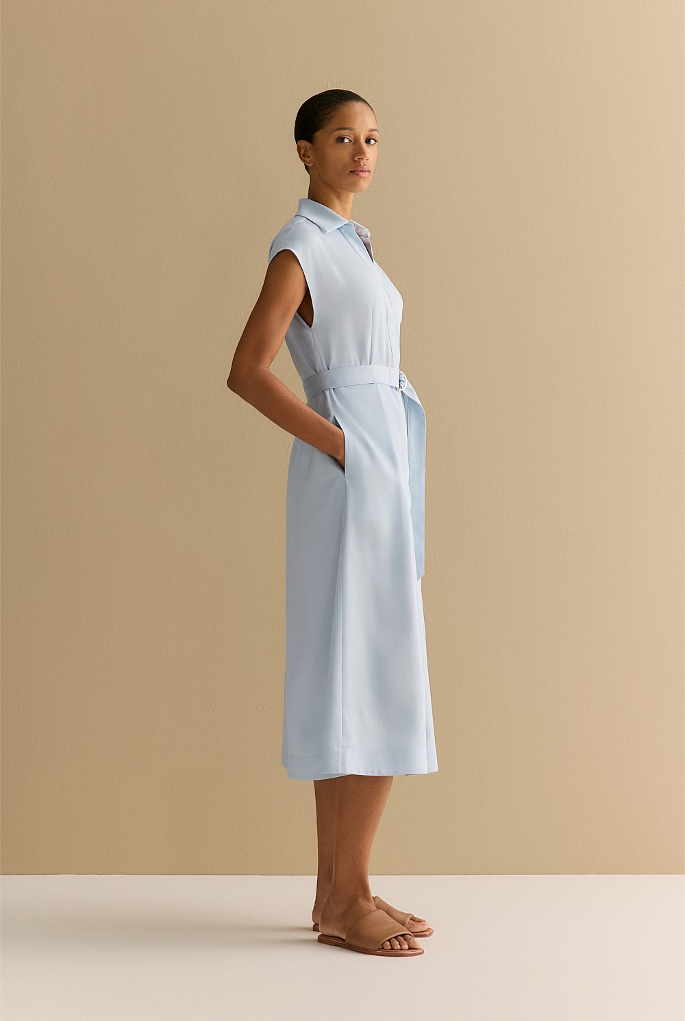 Tencel Pleated Shirt Dress