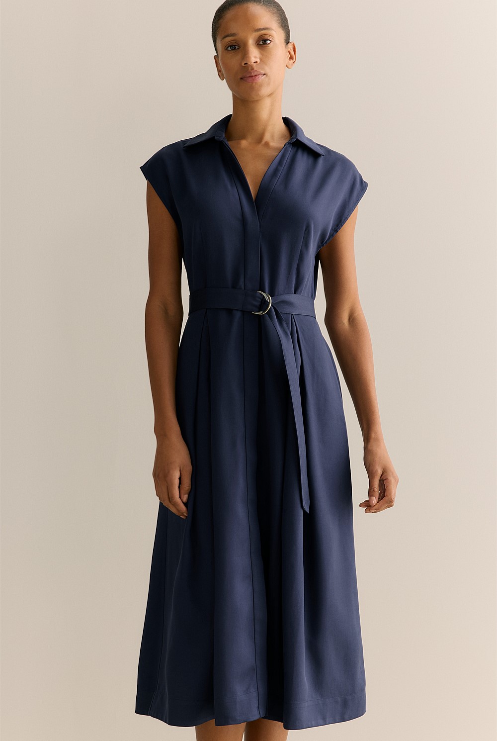 Tencel Pleated Shirt Dress