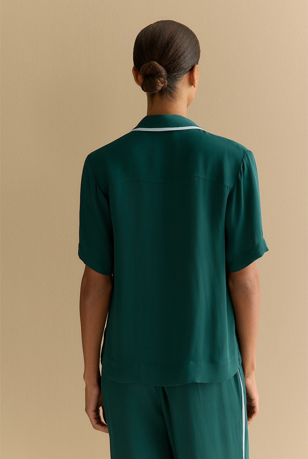 Viscose Crepe Piping Shirt