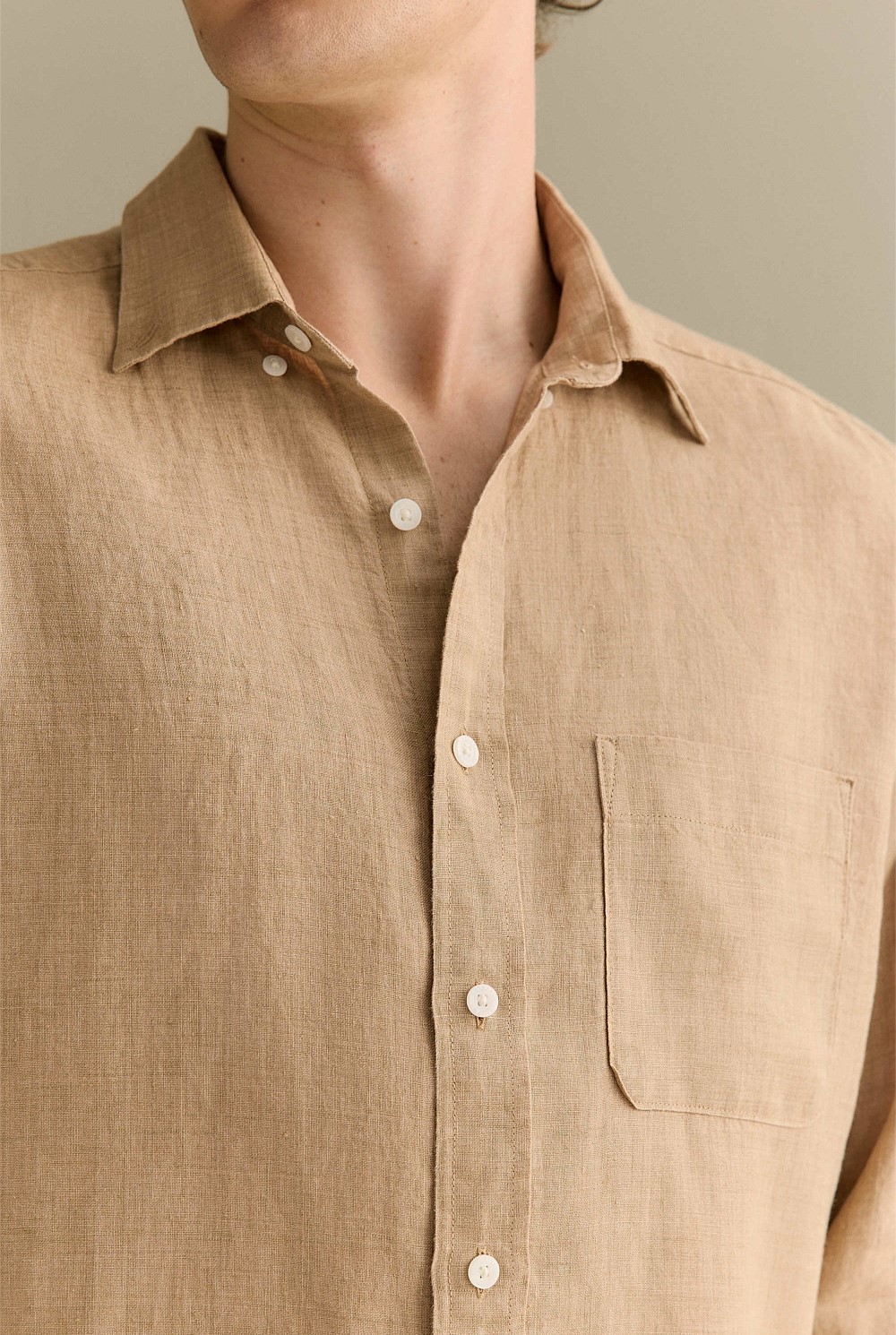 Regular Fit Delave Linen Long Sleeve Shirt