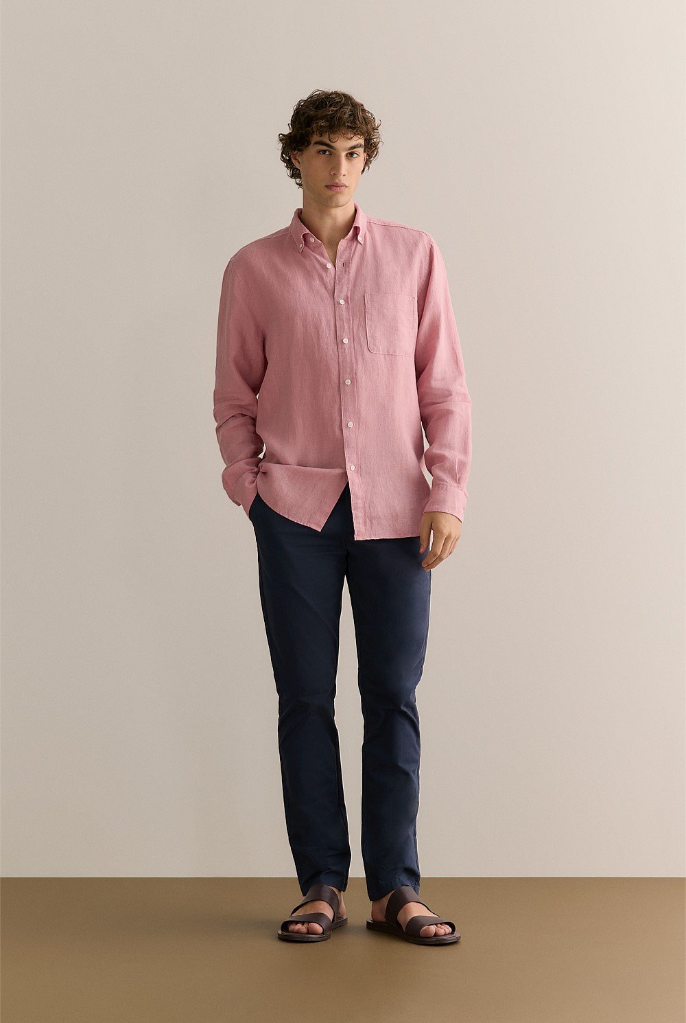 Regular Fit Delave Linen Long Sleeve Shirt