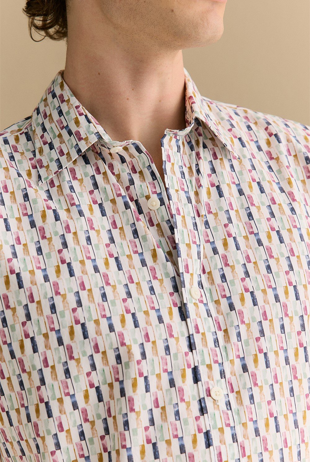 Regular Fit Dash Print Short Sleeve Shirt