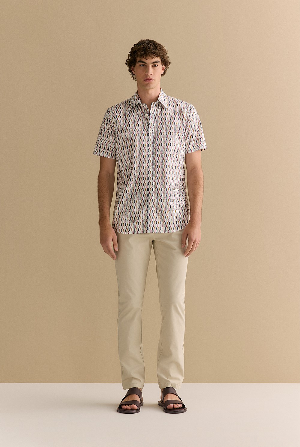 Regular Fit Dash Print Short Sleeve Shirt