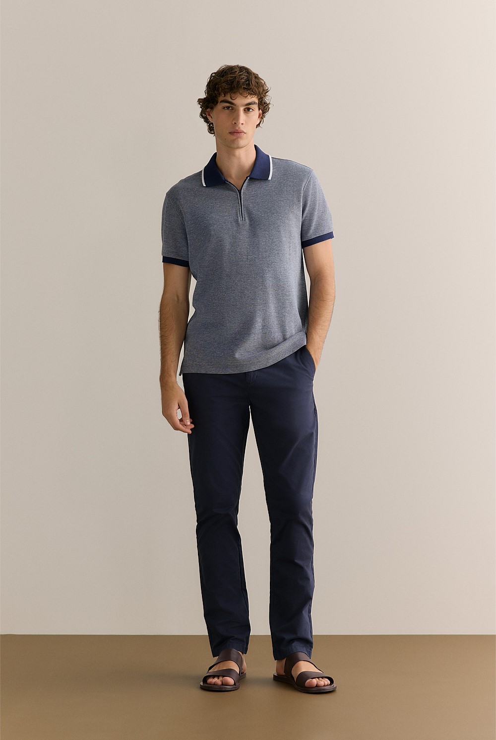 Cotton Pique Quarter Zip Polo