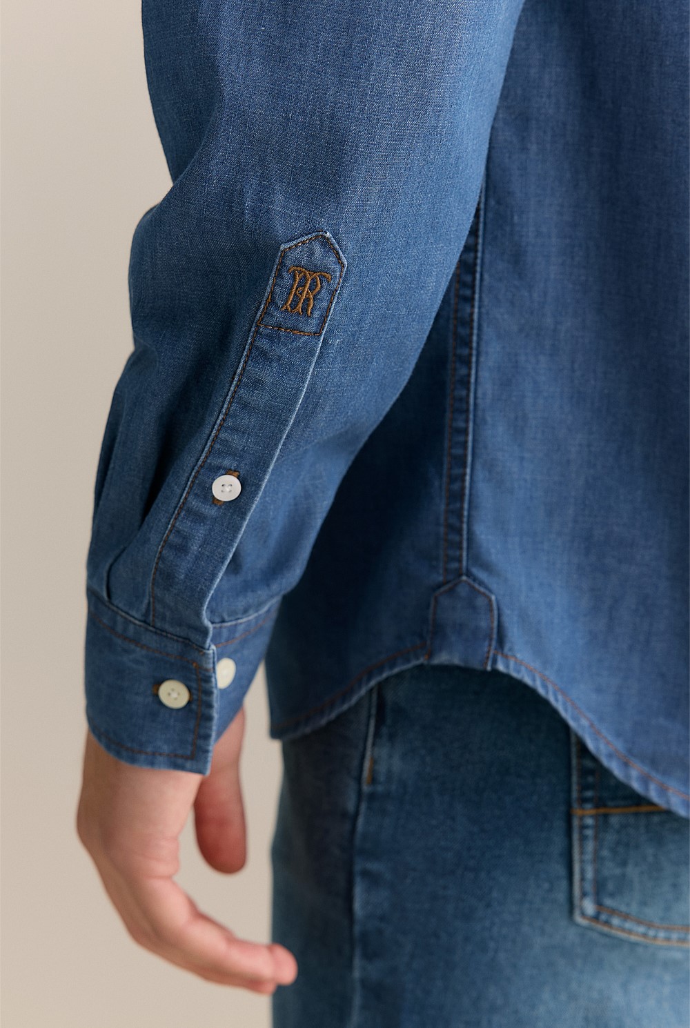 Regular Fit Cotton Hemp Twill Denim Shirt