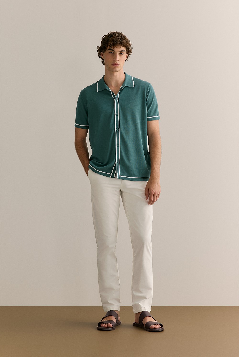 Mercerised Cotton Jersey Tipped Knit Shirt